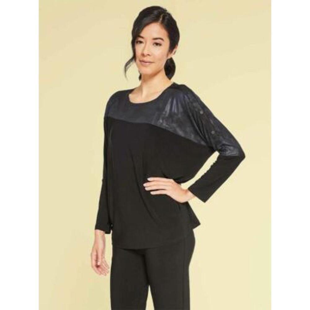 Women's Sympli Black Storm Boxy Foil Shirt - Size 4
